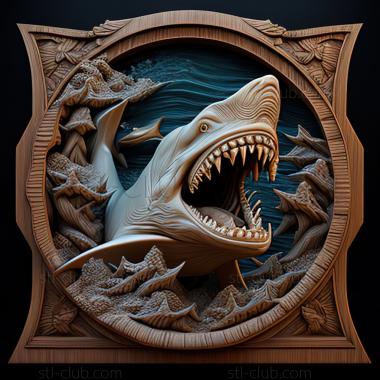 3D model Great White Shark Jaws (STL)